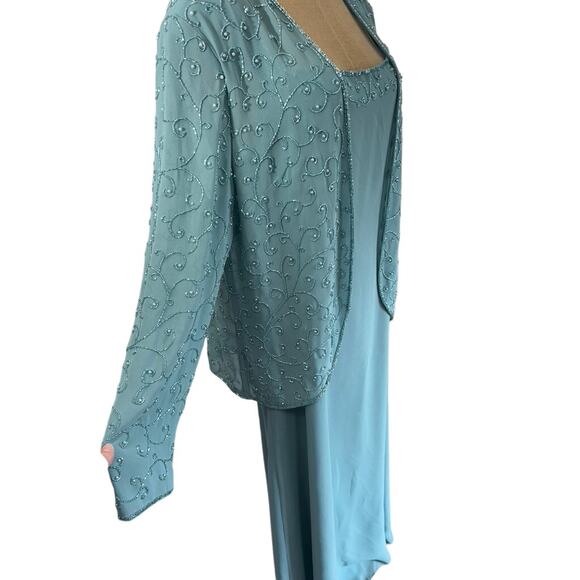 NWT! "CAMERON BLAKE" Deadstock VTG Maxi Dress W/ Blazer SZ 16 Beaded Momcore - Picture 2 of 16